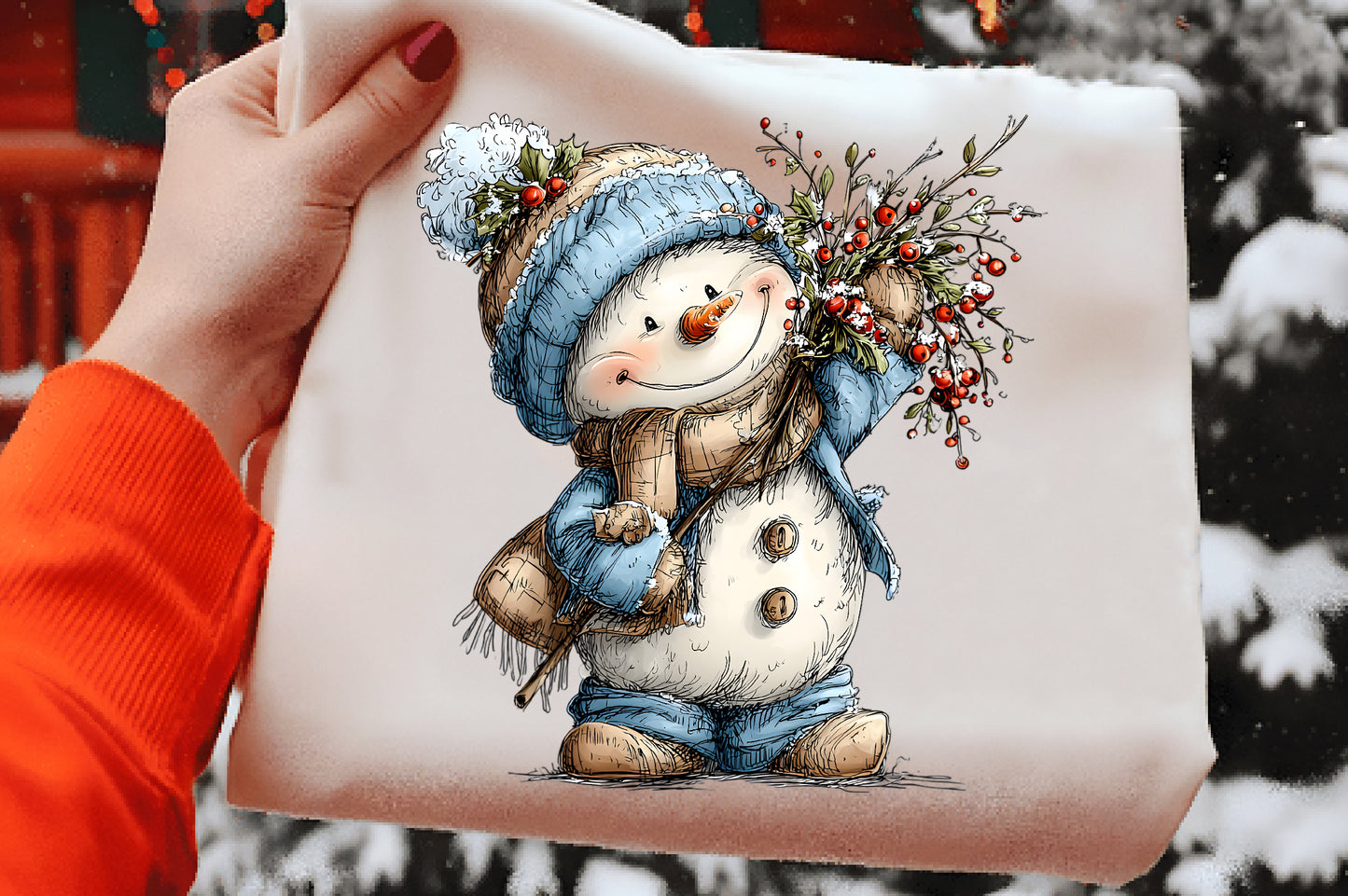 Christmas Whimsical Snowman Clipart PNG