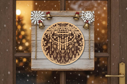 Christmas Wind Chime Laser Cut SVG, Christmas Candle Hanging Ornament Cut File