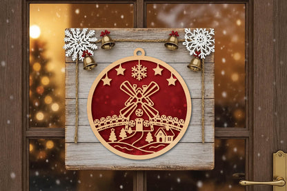Christmas Windmill Ornament Laser Cut SVG