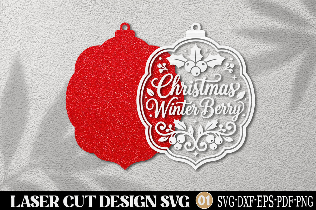 Christmas Winter Berry Laser Cut SVG | Holly Berry Christmas Ornament Cut File