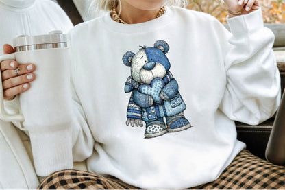 Christmas Winter Blue Teddy Bear Clipart PNG Bundle