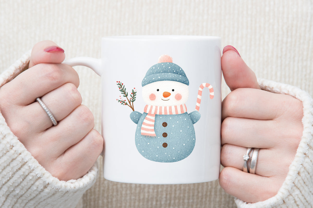 Christmas Winter Blue Snowman Clipart PNG Bundle