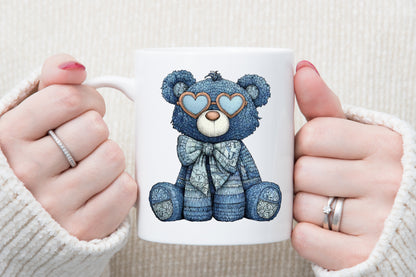 Christmas Winter Blue Teddy Bear Clipart PNG Bundle