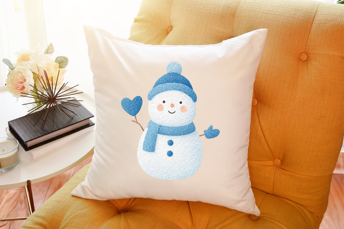 Christmas Winter Blue Snowman Clipart PNG Bundle