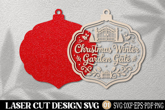 Christmas Winter Garden Gate Laser Cut SVG | Christmas Garden Gate Ornament Cut File
