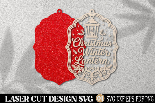 Christmas Winter Lantern Laser Cut SVG | Christmas Lantern Ornament Cut File