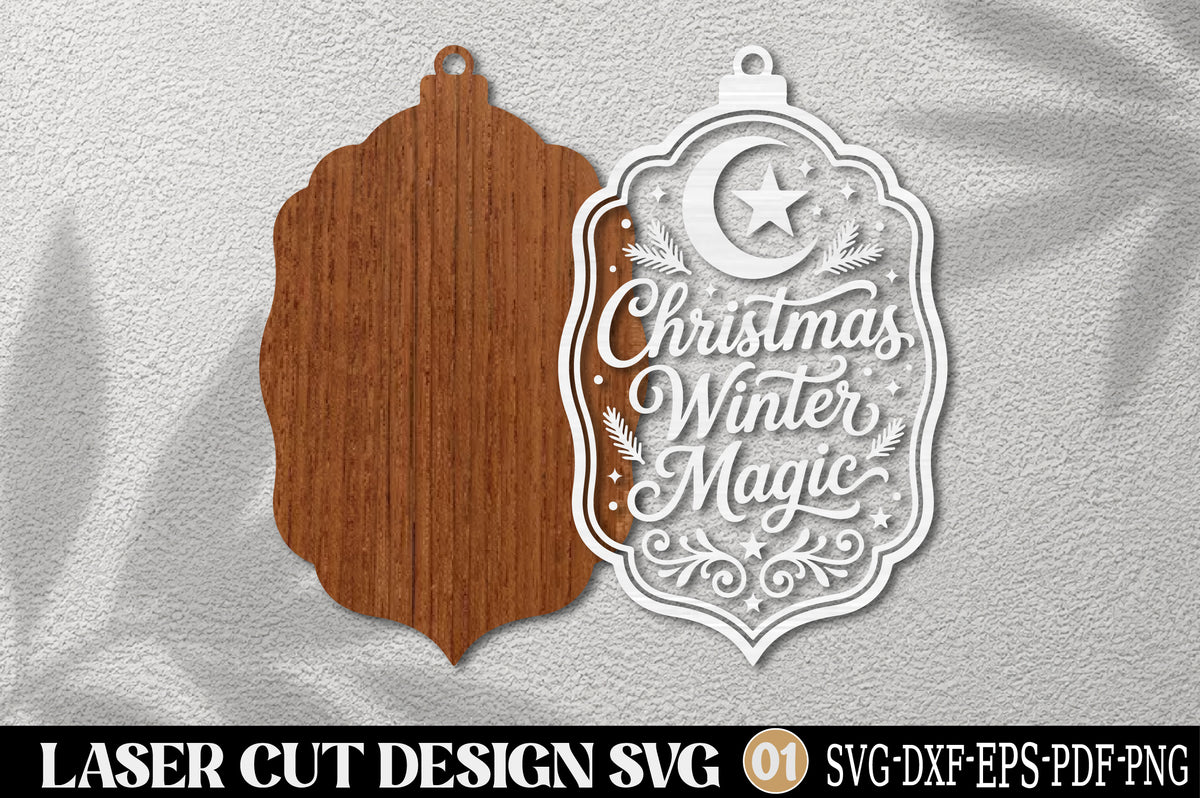 Christmas Winter Magic Laser Cut SVG | Christmas Ornament Cut File