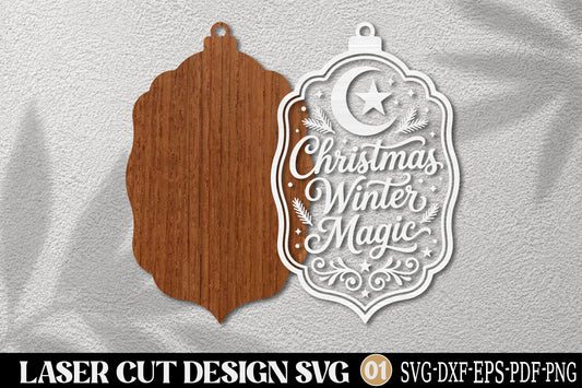 Christmas Winter Magic Laser Cut SVG | Christmas Ornament Cut File