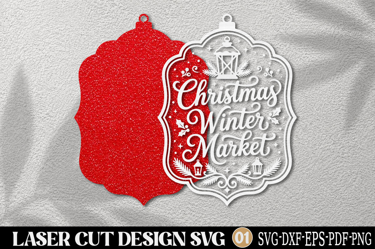Christmas Winter Market Laser Cut SVG | Christmas Ornament Cut File