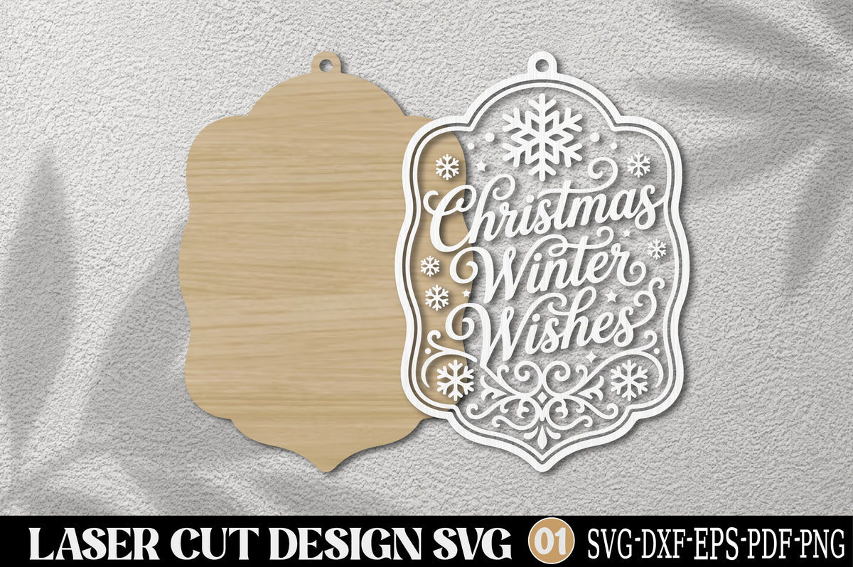 Christmas Winter Wishes Laser Cut SVG | Christmas Ornament SVG