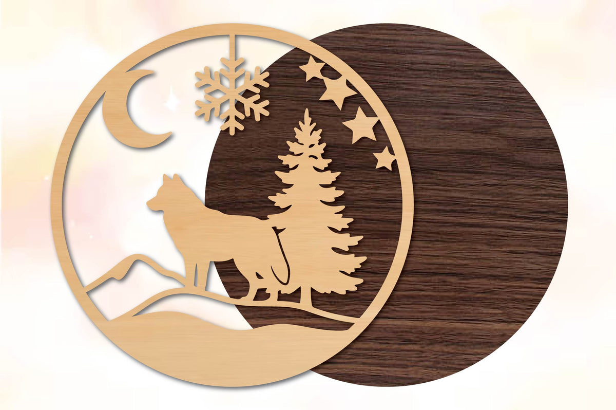 Christmas Wolf Laser Cut SVG