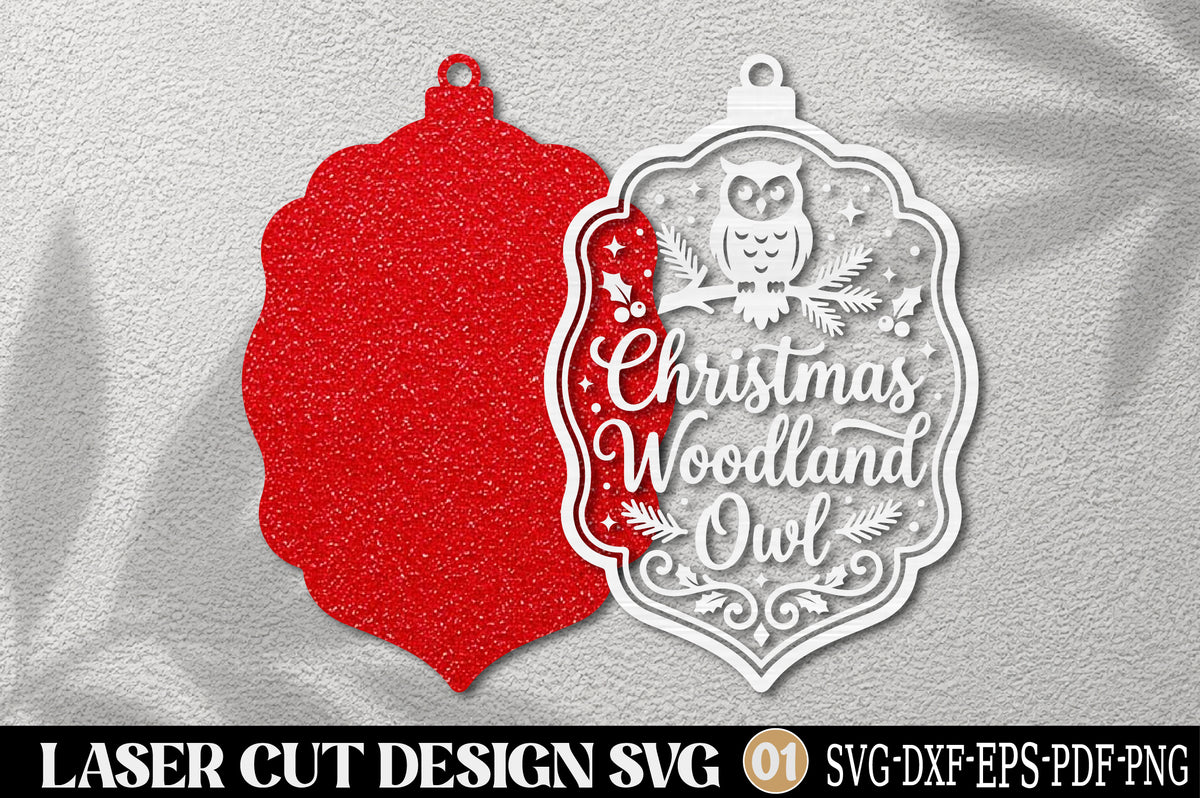 Christmas Woodland Owl Laser Cut SVG | Christmas Owl Ornament SVG