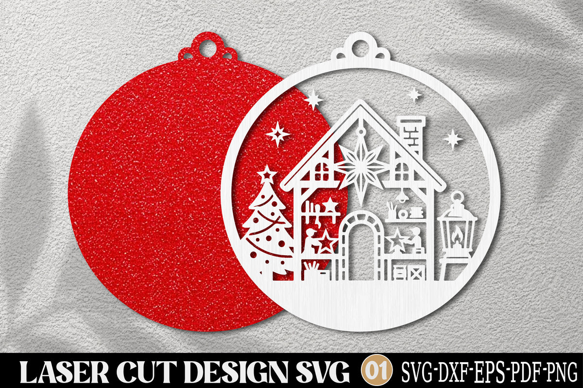 Christmas Workshop Ornament SVG | Santa Workshop Laser Cut Design