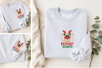 Festive Always Christmas Dog Embroidery