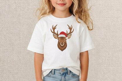 Christmas Deer Embroidery Design – Cute Christmas Deer Machine Embroidery Pattern, Festive Holiday & Winter Embroidery Design