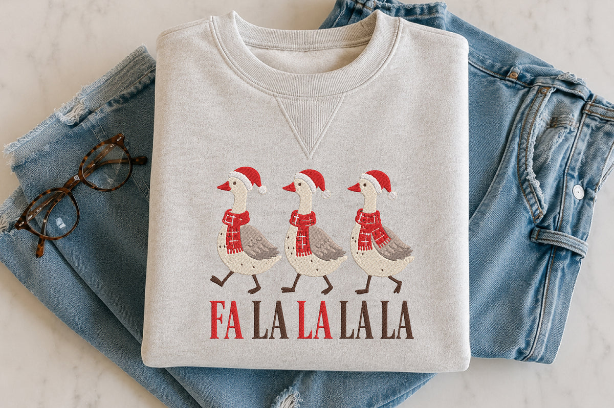 Christmas Geese Embroidery Design