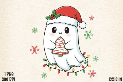 Christmas Ghost PNG Cute Spooky Holiday Ghost Sublimation Design