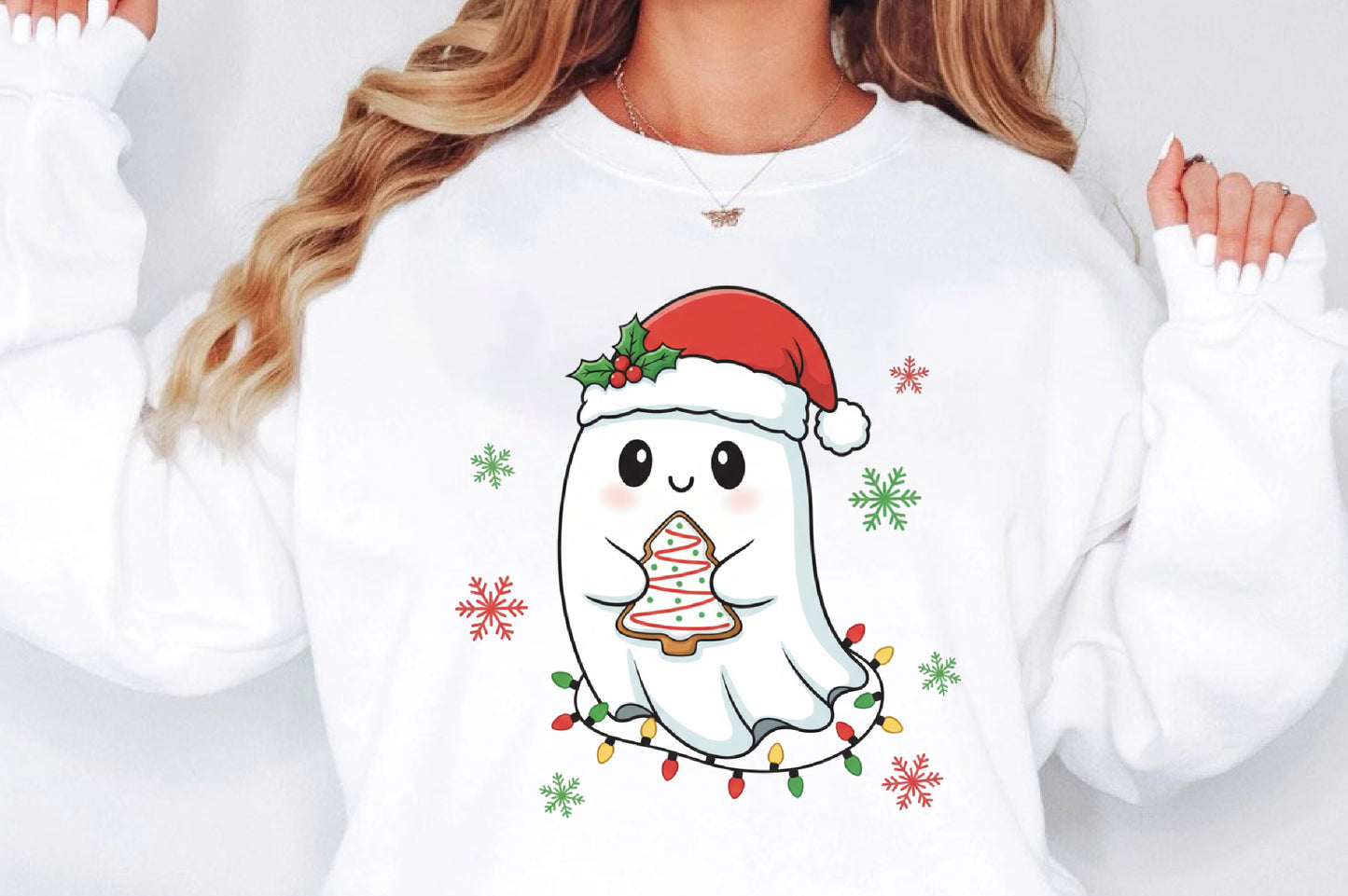 Christmas Ghost PNG Cute Spooky Holiday Ghost Sublimation Design