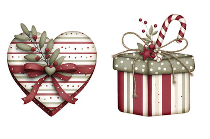 Christmas Gift Box PNG Vintage Holiday Present Box Clipart Sublimation