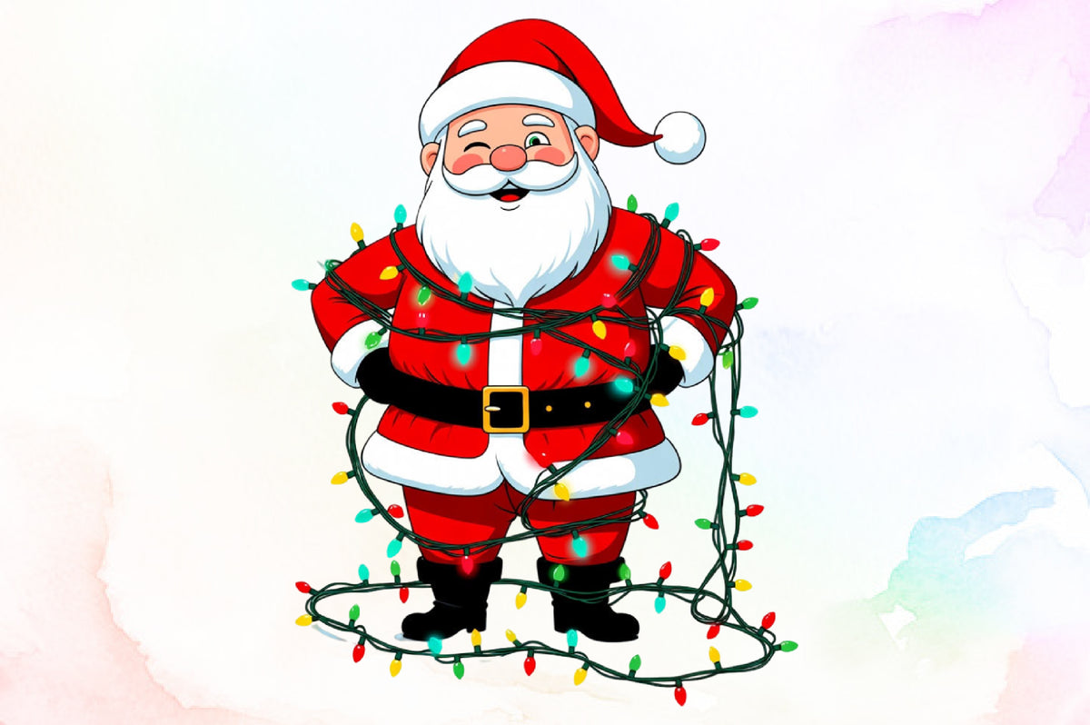 Jolly Santa Claus Christmas Lights PNG
