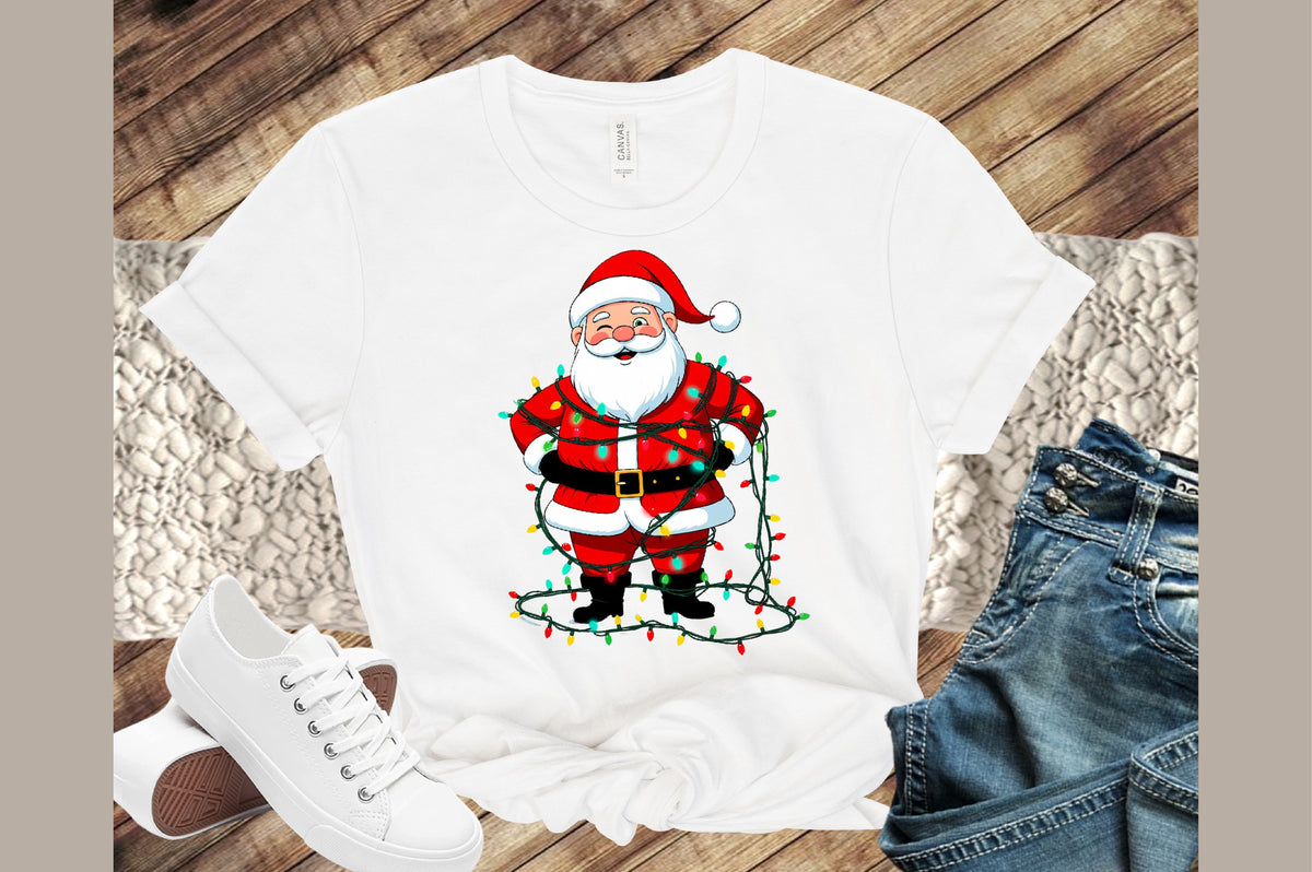 Jolly Santa Claus Christmas Lights PNG