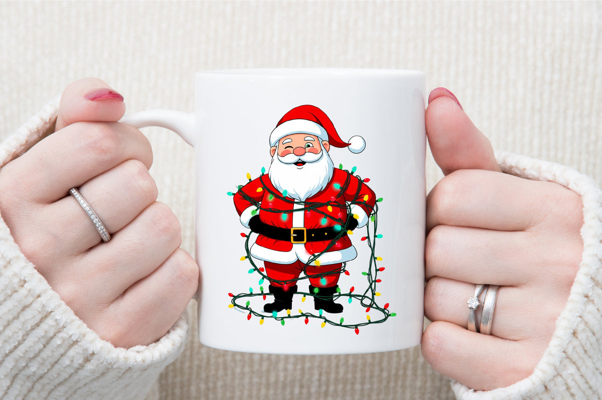 Jolly Santa Claus Christmas Lights PNG