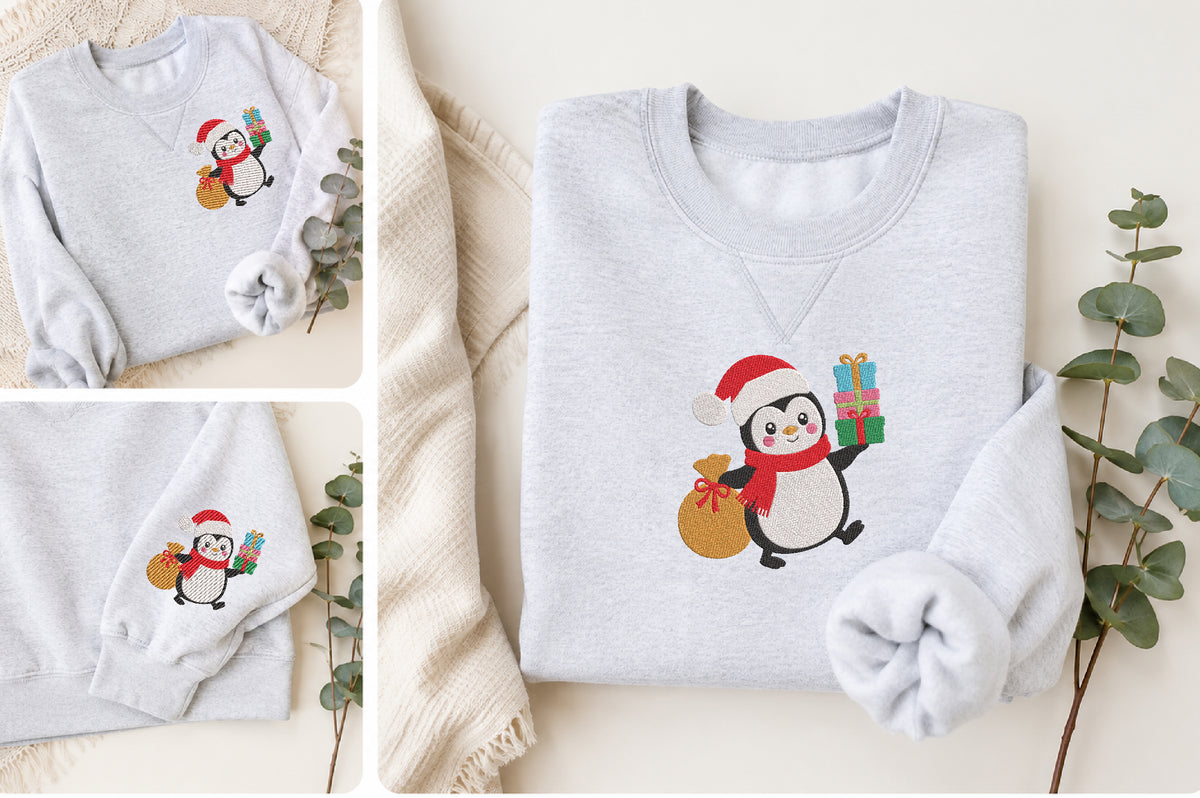 Christmas Penguin Embroidery Design
