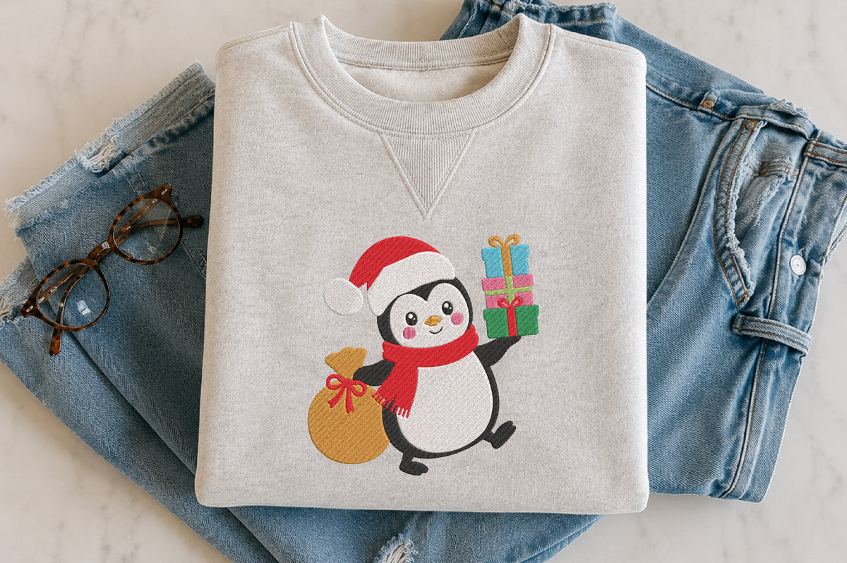 Christmas Penguin Embroidery Design