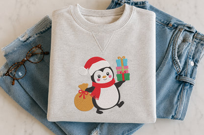 Christmas Penguin Embroidery Design