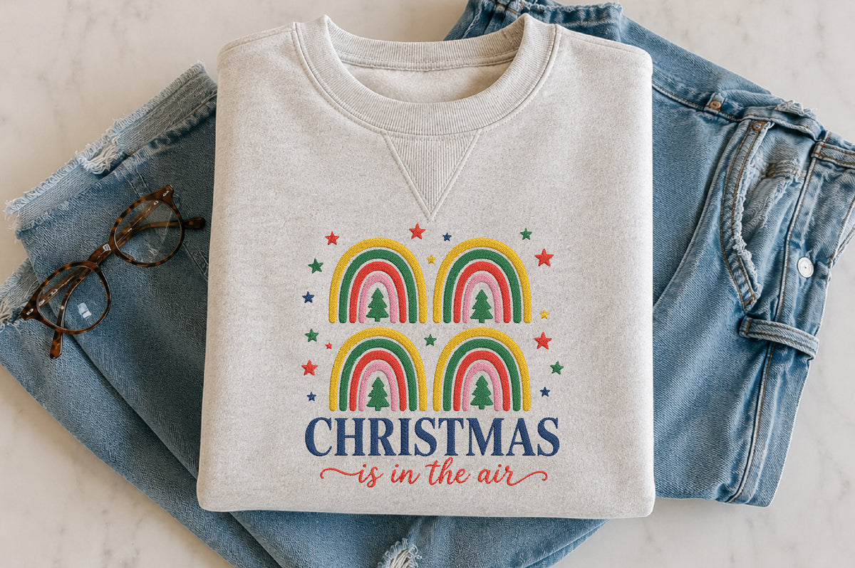 Christmas Rainbow Embroidery Design