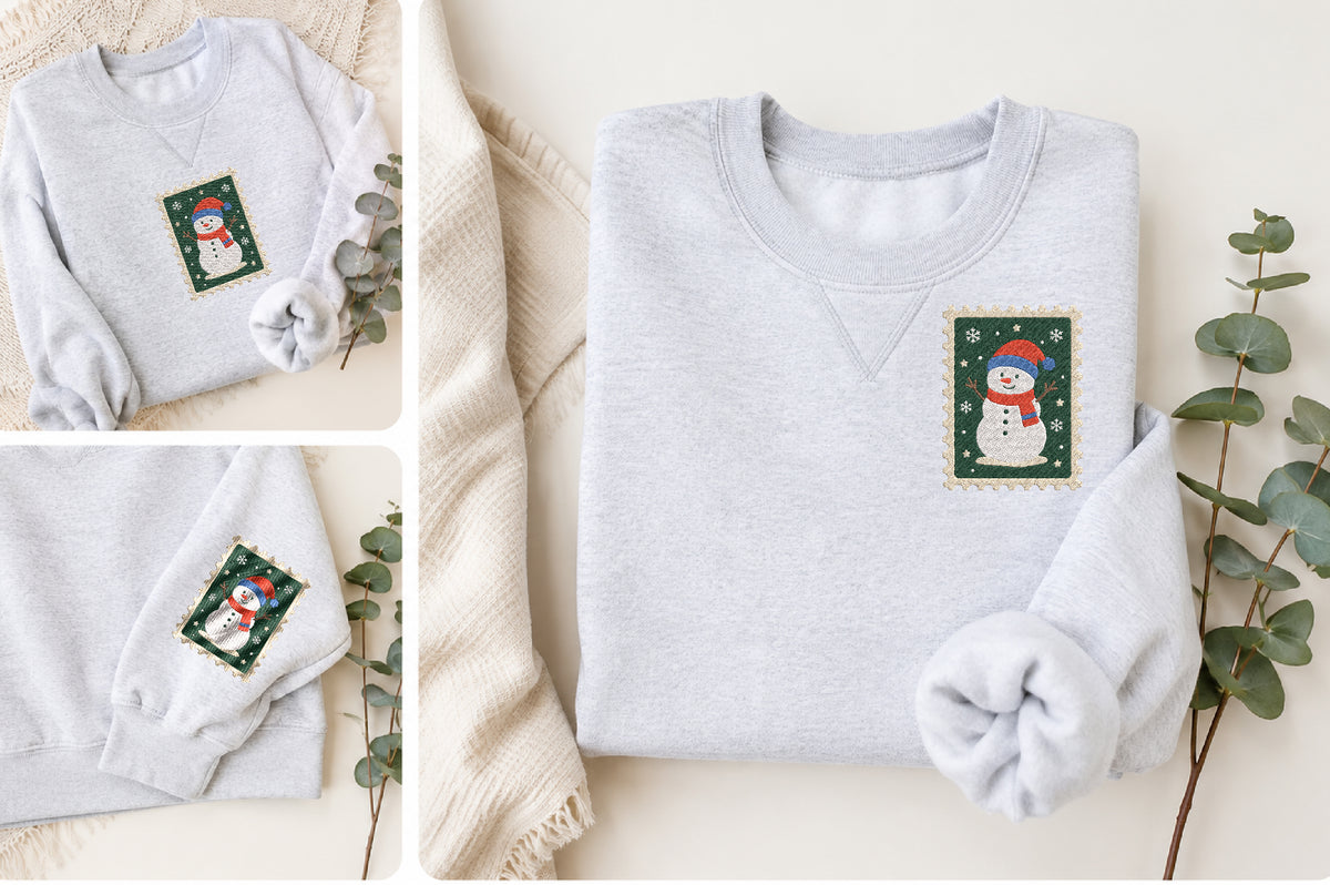 Christmas Snowman Stamp Embroidery Design