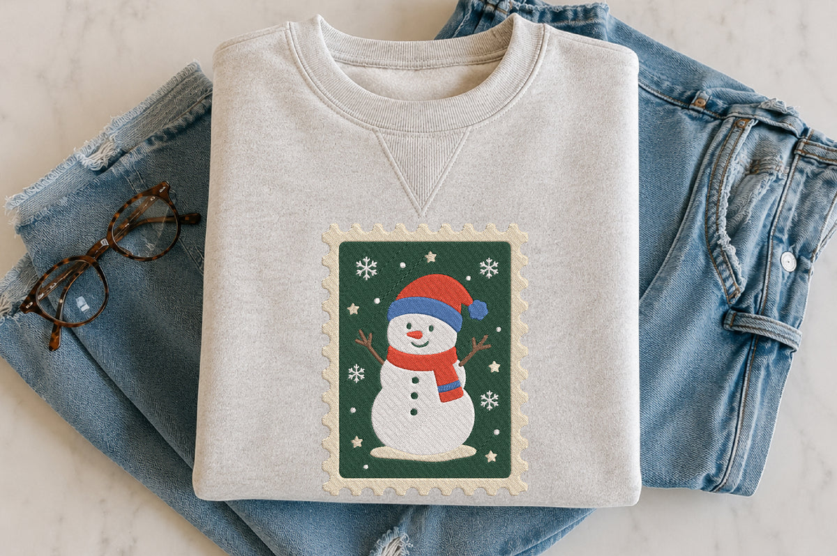 Christmas Snowman Stamp Embroidery Design