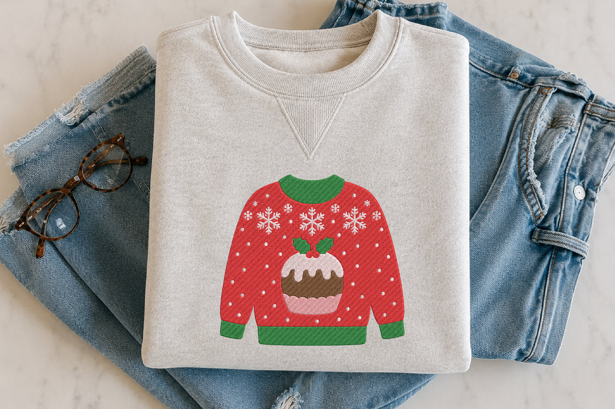 Christmas Pudding Sweater Embroidery Design