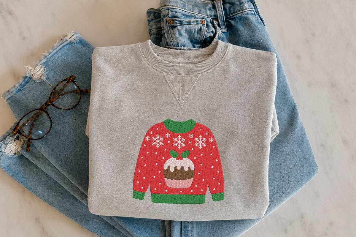 Christmas Pudding Sweater Embroidery Design