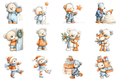 Christmas Teddy Bear PNG Cute Winter Bear Clipart Sublimation