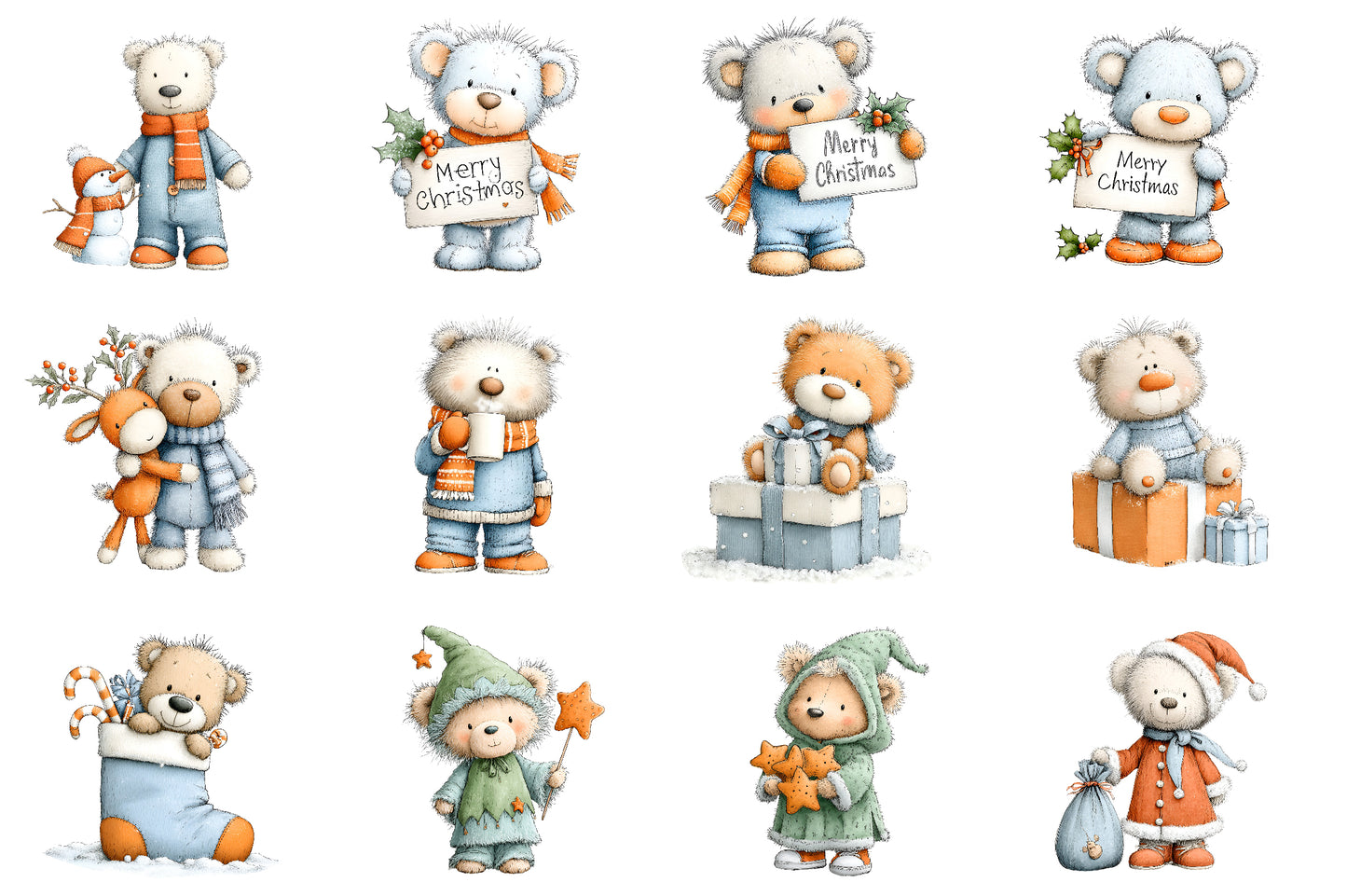 Christmas Teddy Bear PNG Cute Winter Bear Clipart Sublimation