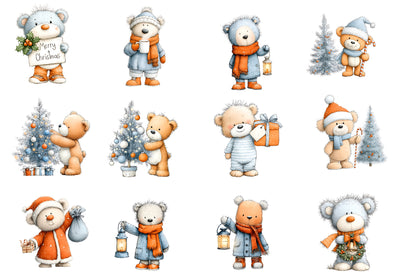 Christmas Teddy Bear PNG Cute Winter Bear Clipart Sublimation