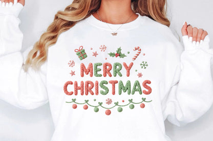 Chunky Knit Coquette Bow Merry Christmas PNG