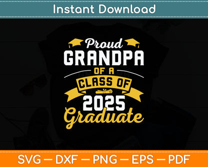Class Of 2025 Proud Grandpa Vintage Graduation Senior Svg Digital Cutting File