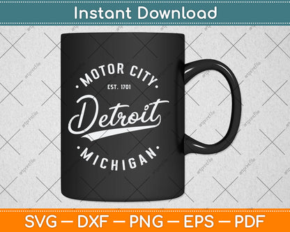 Classic Retro Vintage Detroit Michigan Motor City Svg Png Dxf Digital Cutting File