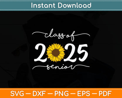 Class of 2025 Senior 2025 Leopard Sunflower Girl School Back Svg Digital Cutting File