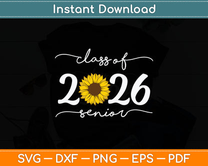 Class of 2026 Senior 2026 Leopard Sunflower Girl School Back Svg Digital Cutting File