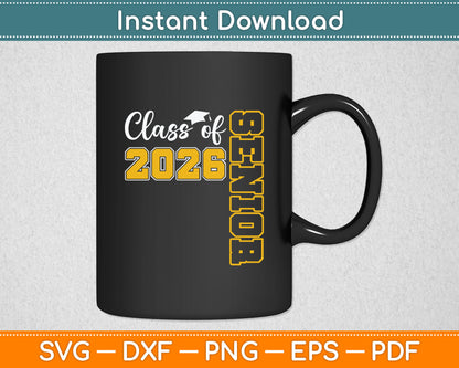 Class of 2026 Senior 26 High School Graduation Black Gold Svg Digital Cutting File
