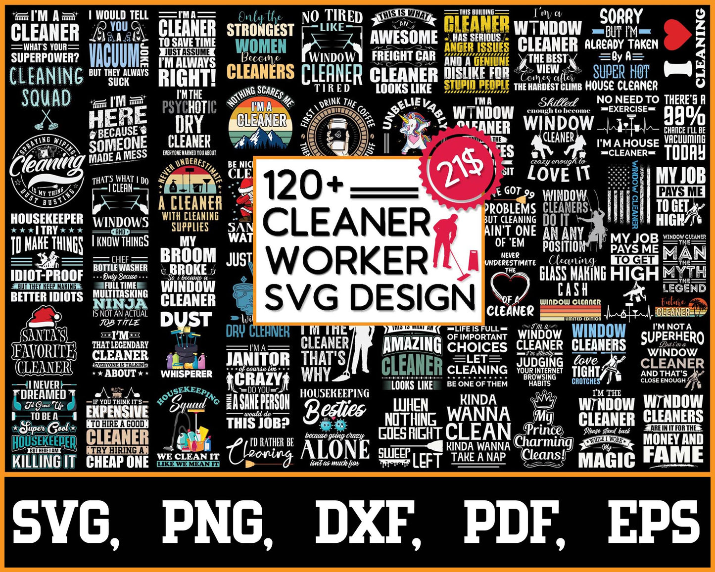 Cleaner Svg Design Bundle, Svg Digital Cutting File