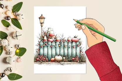 Whimsical Autumn Fence Clipart Bundle Cute Fall Garden Pumpkin PNG 31 PNG Sublimation Set