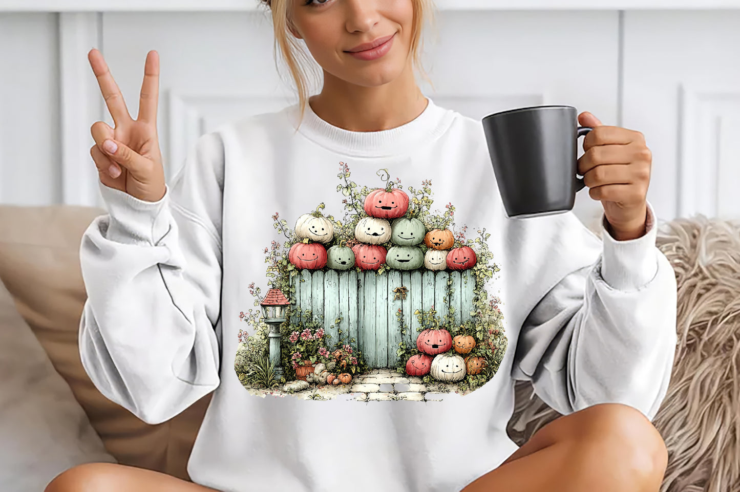 Whimsical Autumn Fence Clipart Bundle Cute Fall Garden Pumpkin PNG 31 PNG Sublimation Set