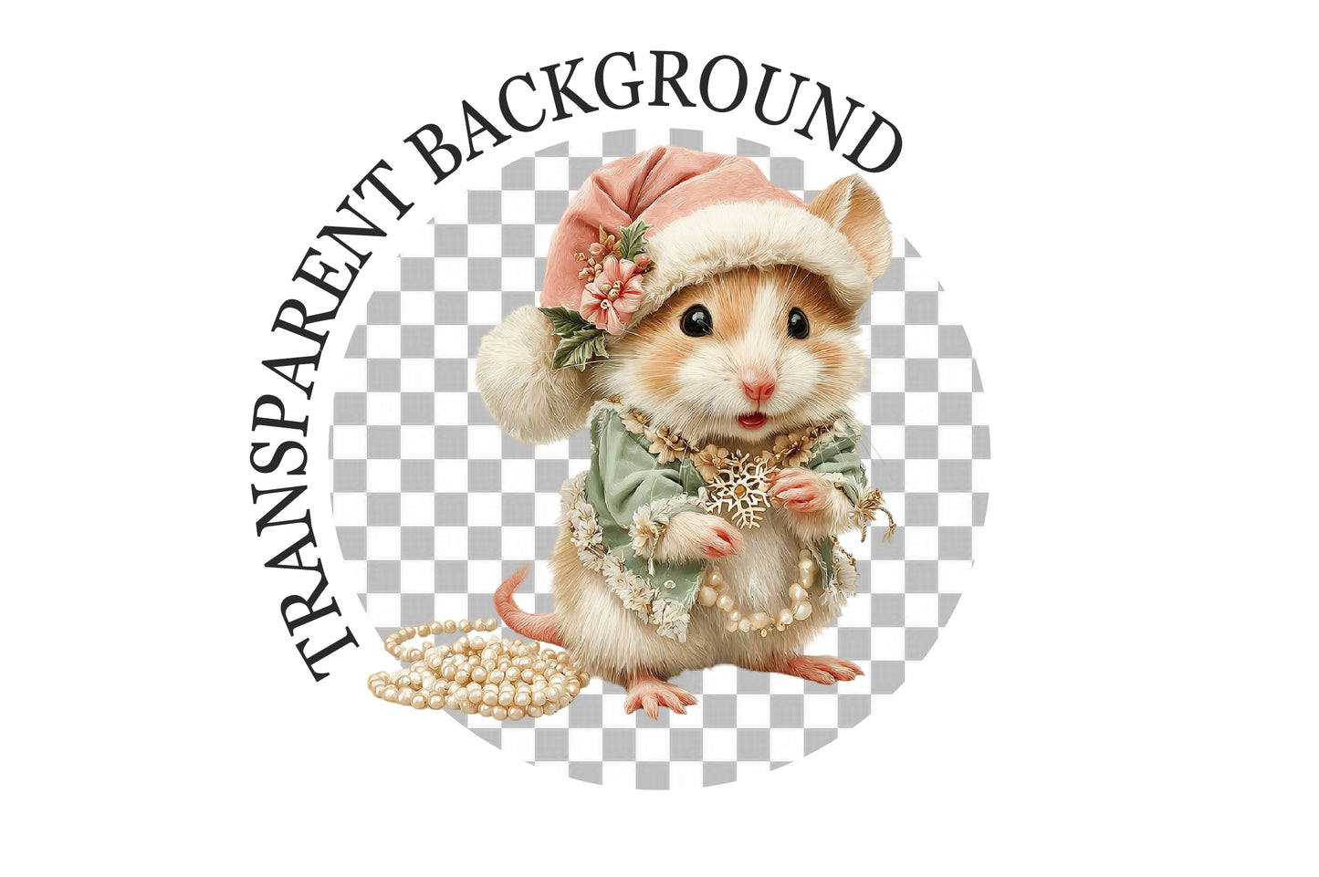 Whimsical Christmas Mouse PNG Bundle Cute Holiday Animal Clipart