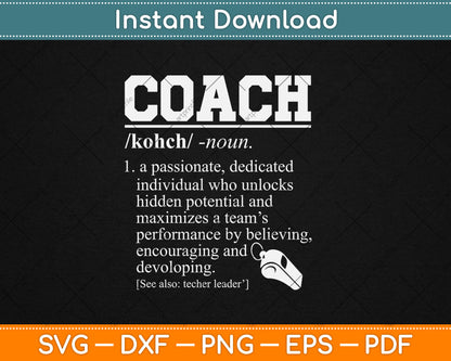 Coach Definition Funny Coach Svg Digital Cutting File