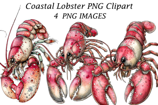 Coastal Lobster PNG Clipart | Nautical Seafood Illustration