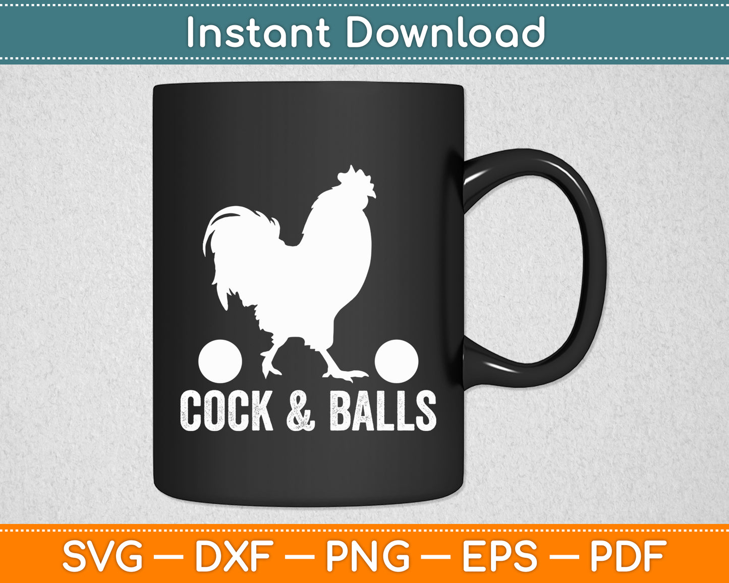 Cock & Balls - Rooster Farm Animal Subtle Innuendo Pun Party Svg Digital Cutting File